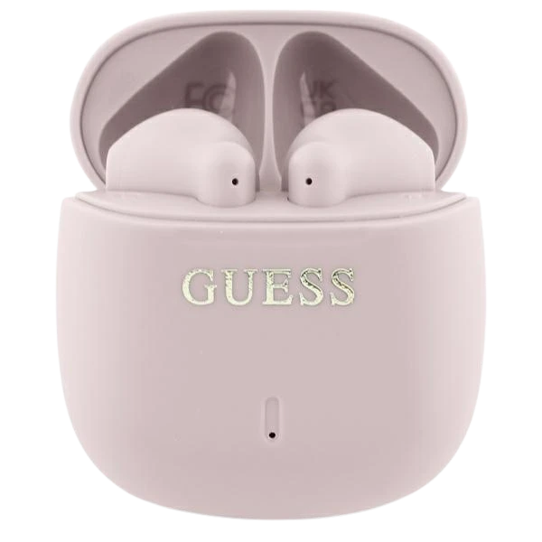 Guess ausinės Bluetooth GUTWSJ14ESGP TWS rožinės spalvos Printed Classic Logo aprašymas - Prekės nuotrauka