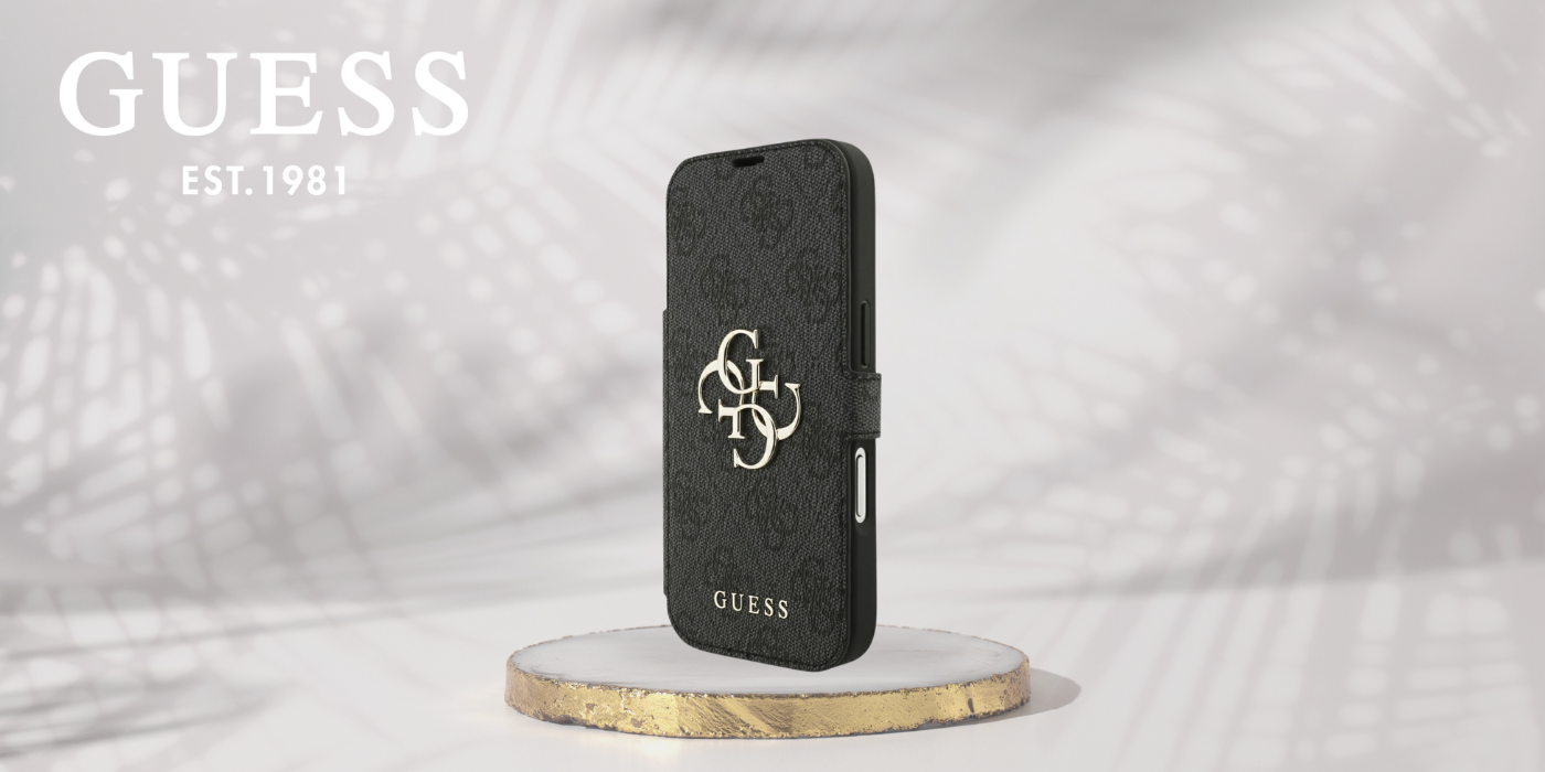 Dėklas Guess Book 4G Metal Logo Case for iPhone 18 Pro / 17 Pro - Juodas aprašymas - Prekės nuotrauka