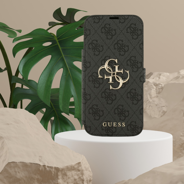 Dėklas Guess Book 4G Metal Logo Case for iPhone 18 Pro Max / 17 Pro Max - Juodas aprašymas - Prekės nuotrauka