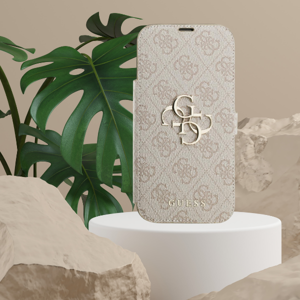 Dėklas Guess Book 4G Metal Logo Case for iPhone 18 Pro Max / 17 Pro Max - Rožinė aprašymas - Prekės nuotrauka
