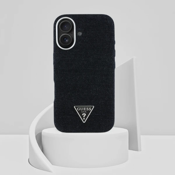 Guess Denim Triangle Logo MagSafe dėklas iPhone 16 - juodas aprašymas - Prekės nuotrauka Guess Denim Triangle Logo MagSafe dėklas iPhone 16 - juodas aprašymas - Prekės nuotrauka
