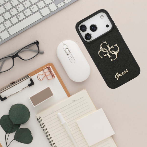 Dėklas Guess Fixed Glitter Big 4G Case for iPhone 17 Pro / 18 Pro - Juodas aprašymas - Prekės nuotrauka