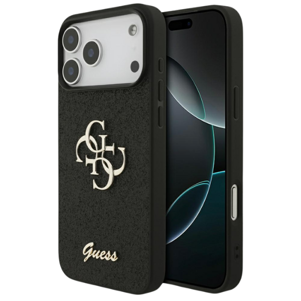 Dėklas Guess Fixed Glitter Big 4G Case for iPhone 17 Pro Max / 18 Pro Max - Juodas aprašymas - Prekės nuotrauka