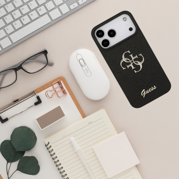 Dėklas Guess Fixed Glitter Big 4G Case for iPhone 17 Pro Max / 18 Pro Max - Juodas aprašymas - Prekės nuotrauka