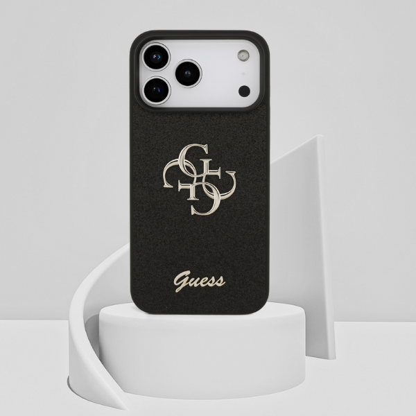 Dėklas Guess Fixed Glitter Big 4G Case for iPhone 17 Pro Max / 18 Pro Max - Juodas aprašymas - Prekės nuotrauka