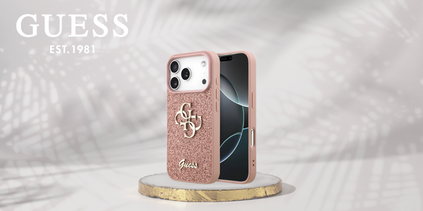 Dėklas Guess Fixed Glitter Big 4G Case for iPhone 17 Pro / 18 Pro - Rožinė aprašymas - Prekės nuotrauka