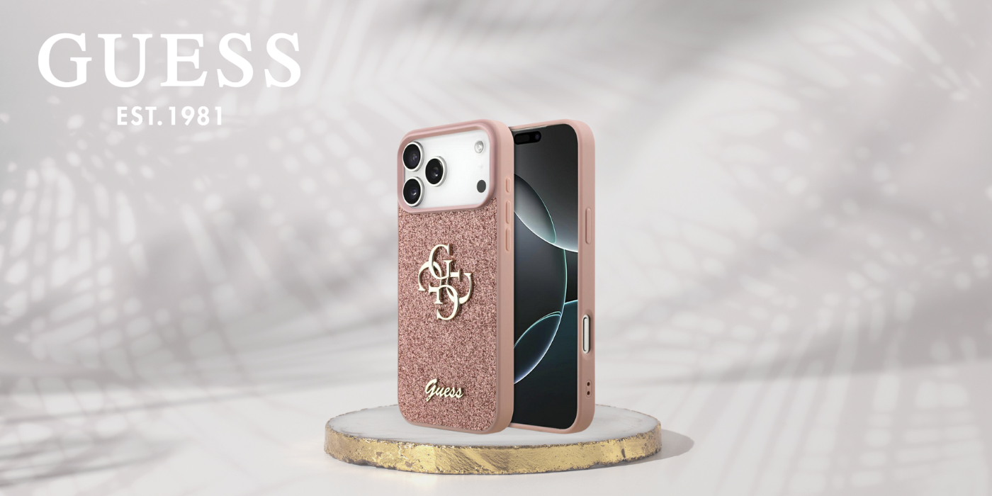 Dėklas Guess Fixed Glitter Big 4G Case for iPhone 18 Pro Max / 17 Pro Max - Rožinė aprašymas - Prekės nuotrauka
