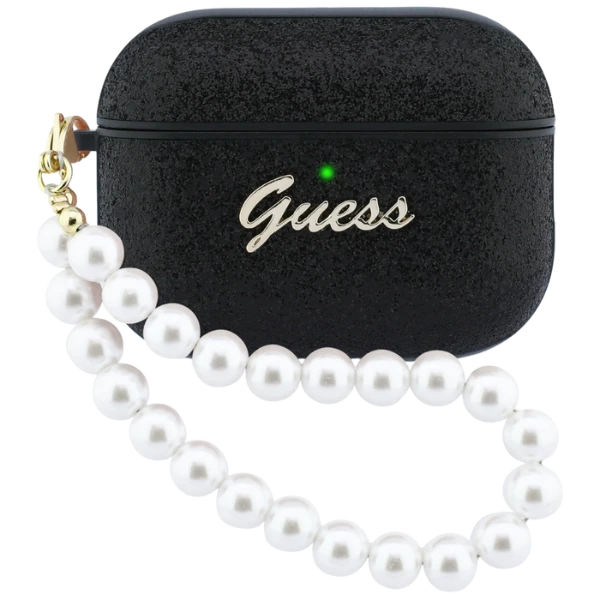 „Guess“ blizgantis perlų dirželio dėklas, skirtas „AirPods Pro 3“ ausinėms - Juodas aprašymas - Prekės nuotrauka „Guess“ blizgantis perlų dirželio dėklas, skirtas „AirPods Pro 3“ ausinėms - Juodas aprašymas - Prekės nuotrauka
