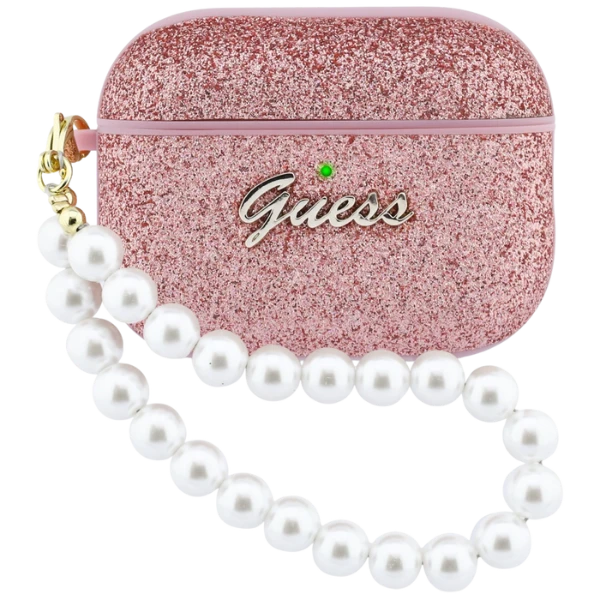 „Guess“ blizgučių perlų dirželio dėklas, skirtas „AirPods Pro 3“ ausinėms - Rožinė aprašymas - Prekės nuotrauka „Guess“ blizgučių perlų dirželio dėklas, skirtas „AirPods Pro 3“ ausinėms - Rožinė aprašymas - Prekės nuotrauka