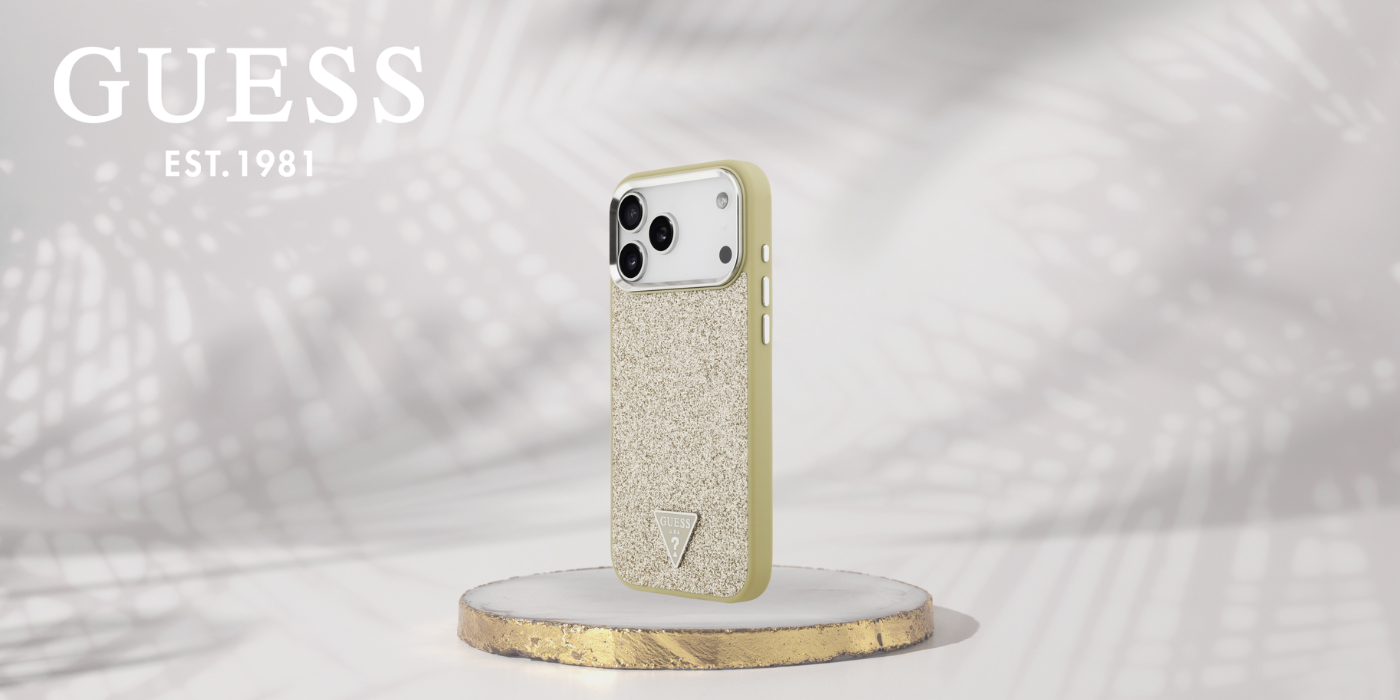 Dėklas „Guess“ blizgantis trikampio formos logotipas su „MagSafe“ dėklu, skirtu „iPhone 17 Pro Max“ – auksinis aprašymas - Prekės nuotrauka