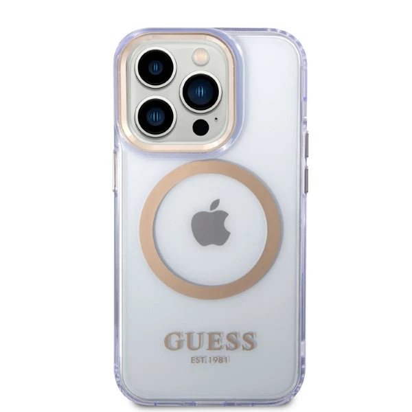 „Guess“ auksinis permatomas „MagSafe“ dėklas, skirtas „iPhone 14 Pro Max 6.7“ - Violetinė aprašymas - Prekės nuotrauka „Guess“ auksinis permatomas „MagSafe“ dėklas, skirtas „iPhone 14 Pro Max 6.7“ - Violetinė aprašymas - Prekės nuotrauka