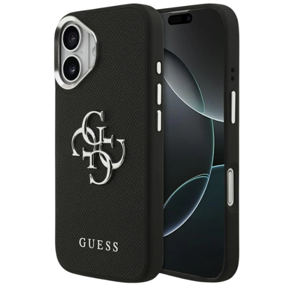 Dėklas Guess Grained Big 4G Classic Logo case for iPhone 17 - juodas aprašymas - Prekės nuotrauka