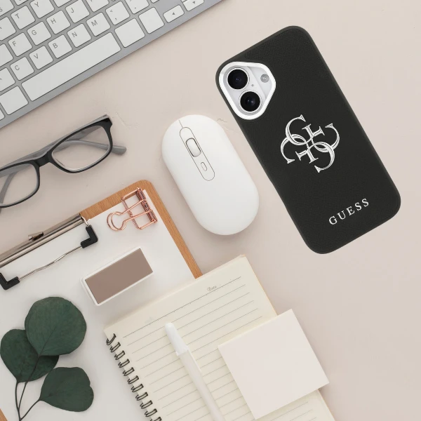 Dėklas Guess Grained Big 4G Classic Logo case for iPhone 17 - juodas aprašymas - Prekės nuotrauka