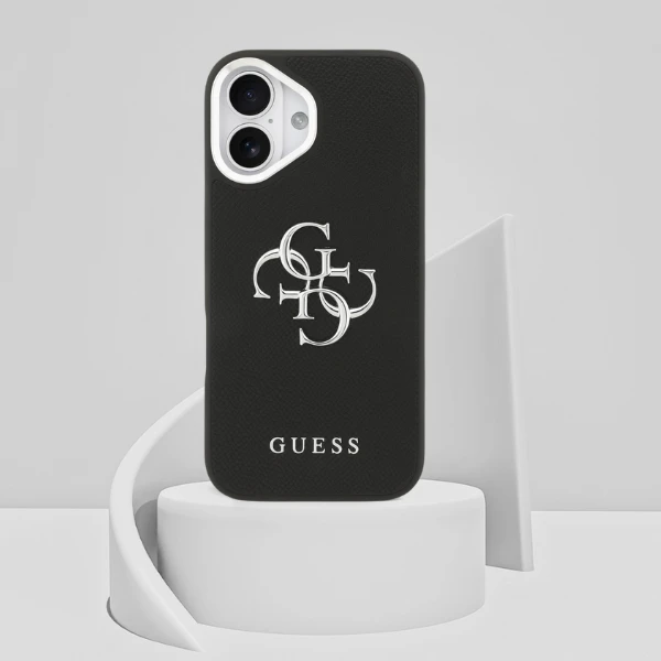 Dėklas Guess Grained Big 4G Classic Logo case for iPhone 17 - juodas aprašymas - Prekės nuotrauka