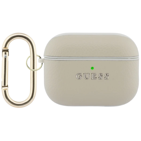 „Guess Grained Classic Logo Hook“ dėklas, skirtas „AirPods Pro 3“ ausinėms - auksinis aprašymas - Prekės nuotrauka