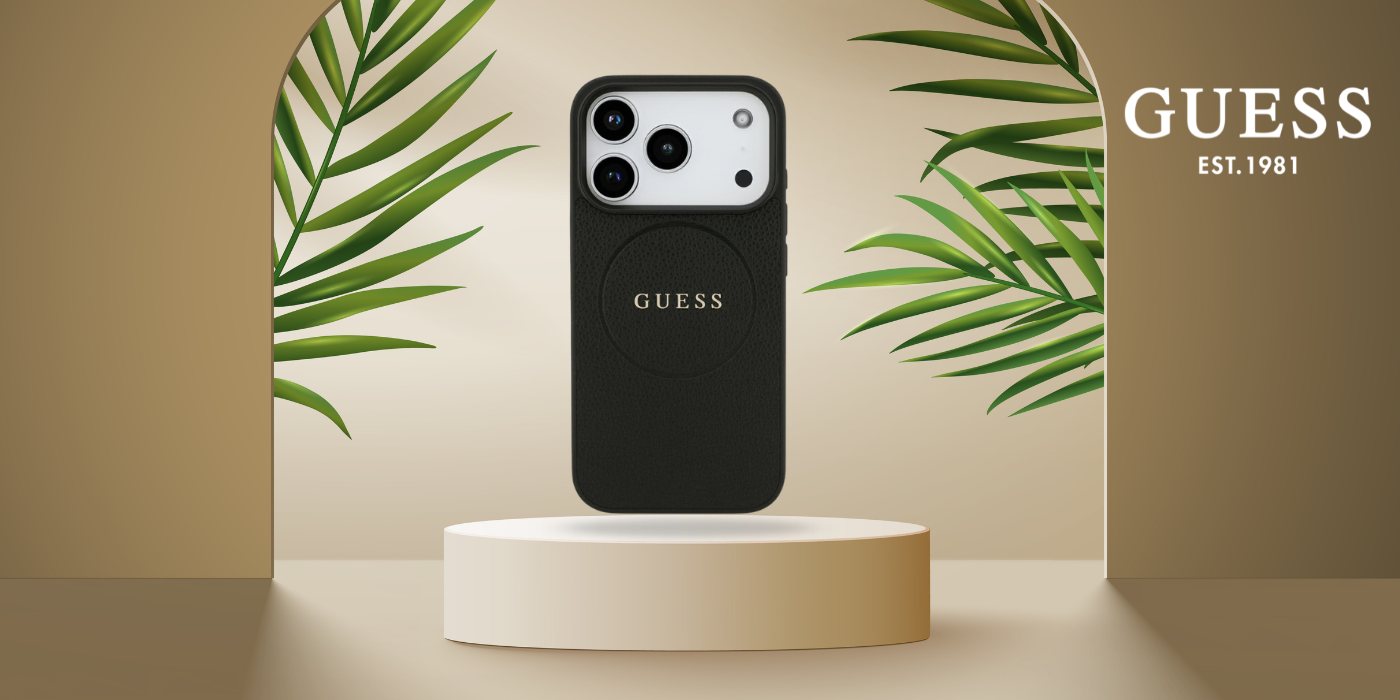 Dėklas Guess Grained Gold Ring MagSafe Case for iPhone 18 Pro Max / 17 Pro Max - Juodas aprašymas - Prekės nuotrauka