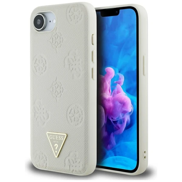 „Guess“ „Grained Hot Stamp Peony Triangle Logo MagSafe“ dėklas, skirtas „iPhone 16e“ – smėlio spalvos aprašymas - Prekės nuotrauka
