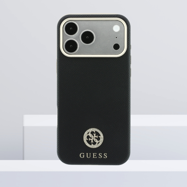 Dėklas Guess Grained Round Strass Logo MagSafe Case for iPhone 18 Pro / 17 Pro - Juodas aprašymas - Prekės nuotrauka