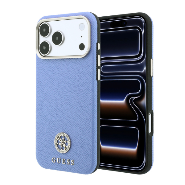 Dėklas Guess Grained Round Strass Logo MagSafe Case for iPhone 18 Pro / 17 Pro - Mėlyna aprašymas - Prekės nuotrauka