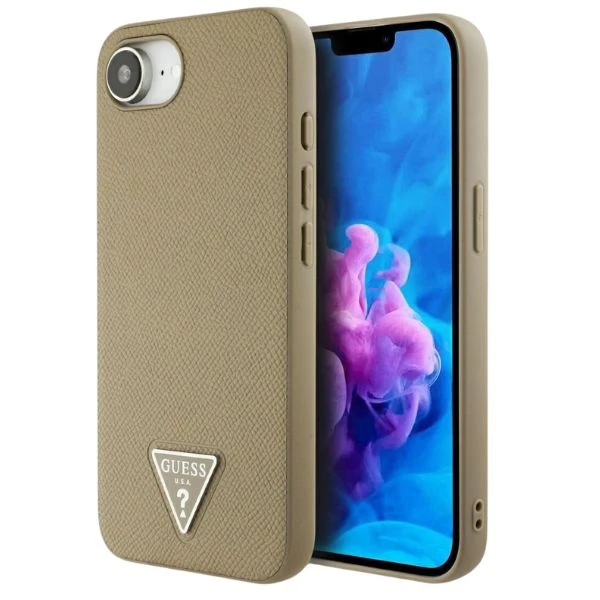 Guess Grained Triangle MagSafe dėklas iPhone 16e - ruda aprašymas - Prekės nuotrauka Guess Grained Triangle MagSafe dėklas iPhone 16e - ruda aprašymas - Prekės nuotrauka