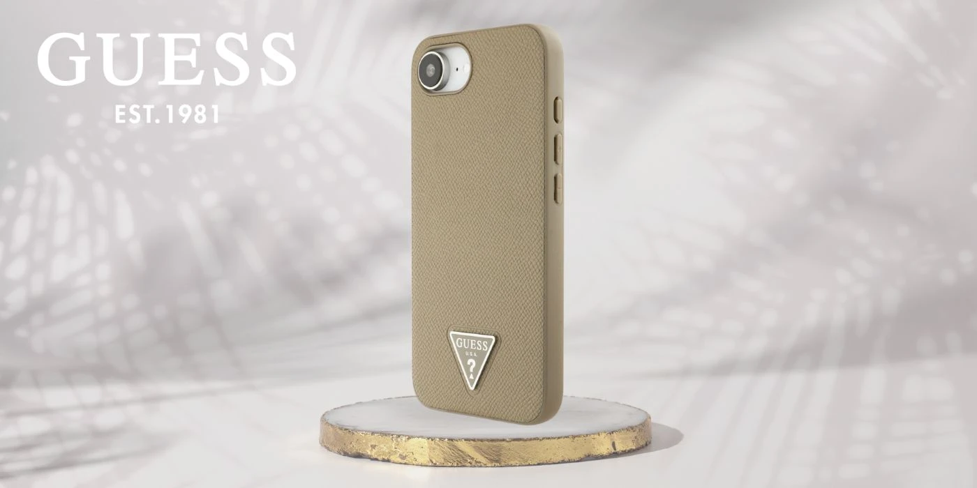 Guess Grained Triangle MagSafe dėklas iPhone 16e - ruda aprašymas - Prekės nuotrauka Guess Grained Triangle MagSafe dėklas iPhone 16e - ruda aprašymas - Prekės nuotrauka