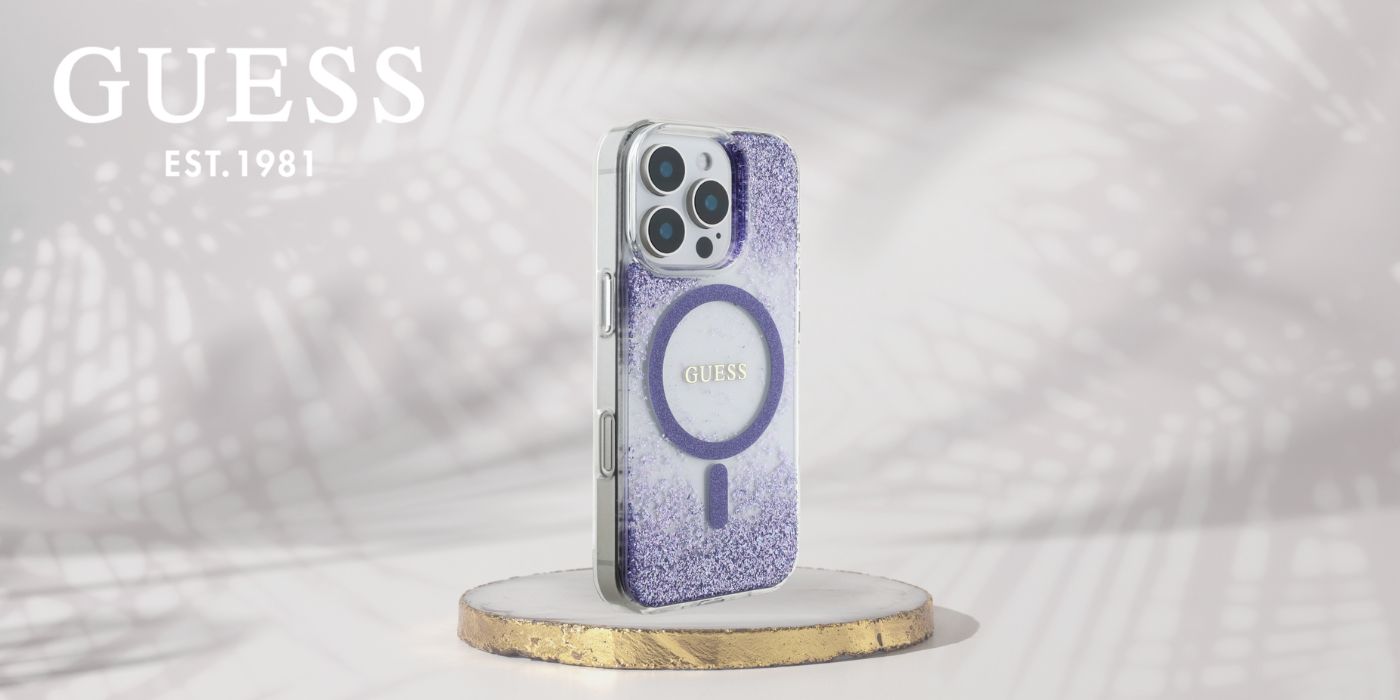 Dėklas Guess HC Resin Bottom Glitter Apple iPhone 16 Pro MagSafe violetinės spalvos aprašymas - Prekės nuotrauka Dėklas Guess HC Resin Bottom Glitter Apple iPhone 16 Pro MagSafe violetinės spalvos aprašymas - Prekės nuotrauka