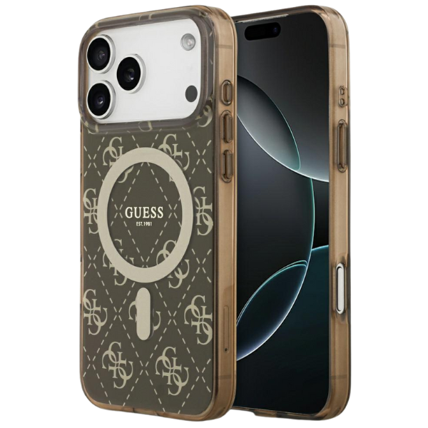 „Guess IML 4G“ „MagSafe“ dėklas su fonu, skirtas „iPhone 17 Pro“ – rudas aprašymas - Prekės nuotrauka „Guess IML 4G“ „MagSafe“ dėklas su fonu, skirtas „iPhone 17 Pro“ – rudas aprašymas - Prekės nuotrauka
