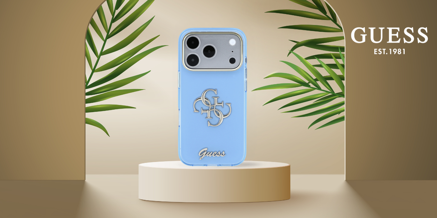 Dėklas Guess IML 4G Script Metal Case for iPhone 18 Pro Max / 17 Pro Max - Light Mėlyna aprašymas - Prekės nuotrauka