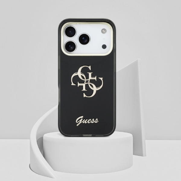 Dėklas Guess IML 4G Script Metal Case for iPhone 17 Pro Max / 18 Pro Max - Juodas aprašymas - Prekės nuotrauka