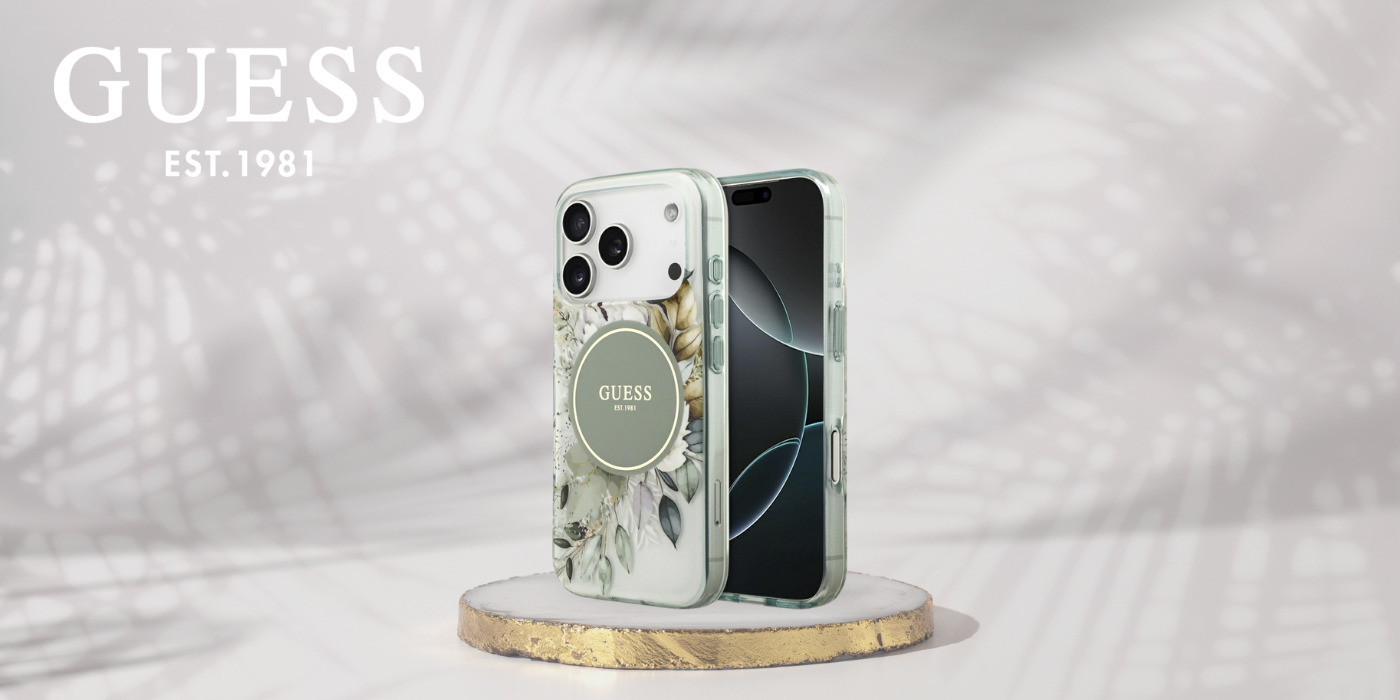 „Guess IML Flower & Tonal Circle“ „MagSafe“ dėklas, skirtas „iPhone 17 Pro“ - žalias aprašymas - Prekės nuotrauka