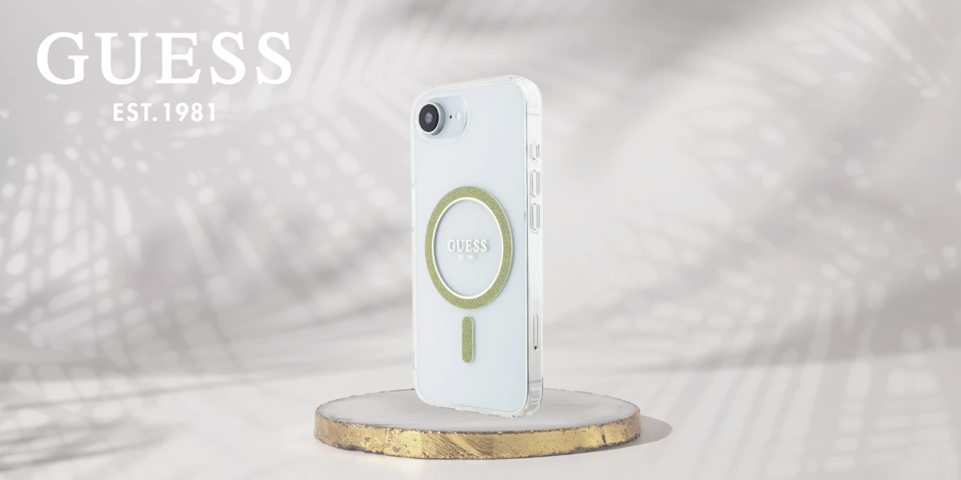 Guess IML Glitter Circle MagSafe iPhone 16e dėklas – skaidrus aprašymas - Prekės nuotrauka