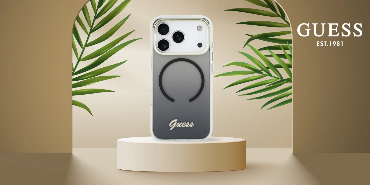 Dėklas Guess IML Gradient Script Metal MagSafe Case for iPhone 17 Pro Max - Juodas aprašymas - Prekės nuotrauka