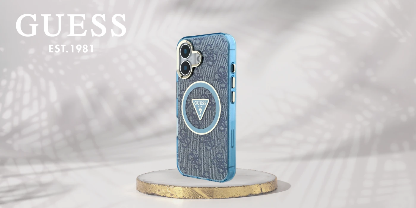 Guess IML Metal Glitter 4G Circle Triangle MagSafe dėklas, skirtas iPhone 16 - Mėlyna aprašymas - Prekės nuotrauka Guess IML Metal Glitter 4G Circle Triangle MagSafe dėklas, skirtas iPhone 16 - Mėlyna aprašymas - Prekės nuotrauka