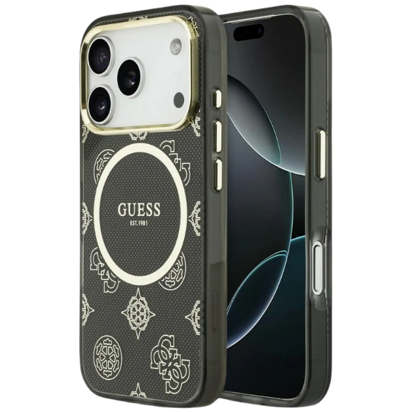 Dėklas Guess IML Peony Dot MagSafe Case for iPhone 17 Pro - Juodas aprašymas - Prekės nuotrauka