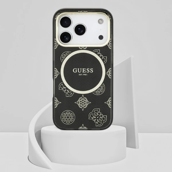 Dėklas Guess IML Peony Dot MagSafe Case for iPhone 17 Pro - Juodas aprašymas - Prekės nuotrauka