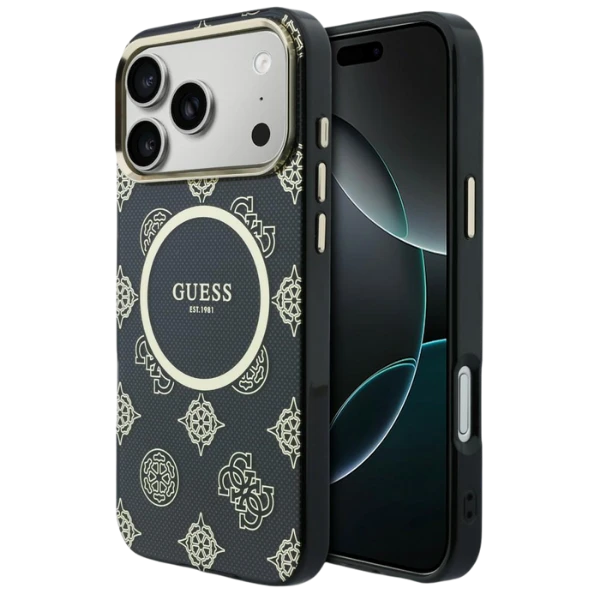 Dėklas Guess IML Peony Dot MagSafe Case for iPhone 17 Pro Max - Juodas aprašymas - Prekės nuotrauka