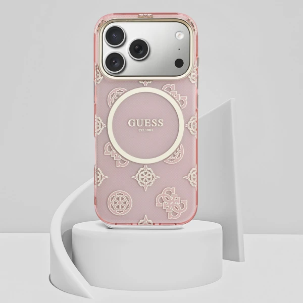 Dėklas Guess IML Peony Dot MagSafe case for iPhone 17 Pro - pink aprašymas - Prekės nuotrauka