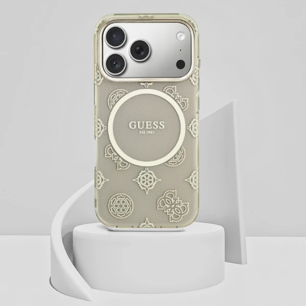 Dėklas Guess IML Peony Dot MagSafe Case for iPhone 17 Pro - rusvai gelsvas aprašymas - Prekės nuotrauka