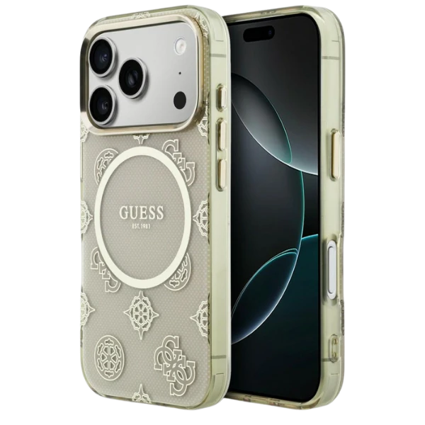 Dėklas Guess IML Peony Dot MagSafe Case for iPhone 17 Pro - rusvai gelsvas aprašymas - Prekės nuotrauka