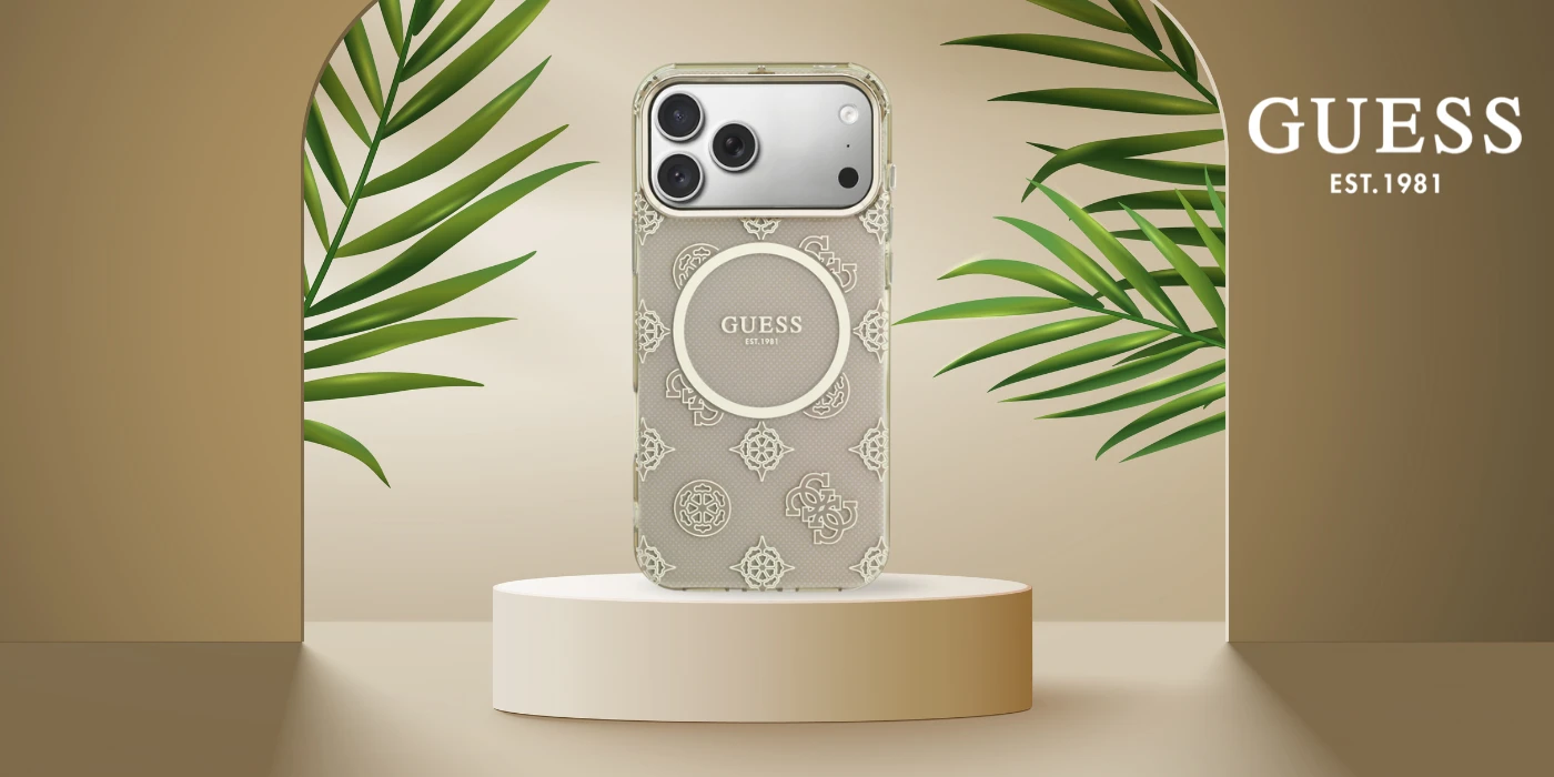 Dėklas Guess IML Peony Dot MagSafe Case for iPhone 17 Pro Max - rusvai gelsvas aprašymas - Prekės nuotrauka