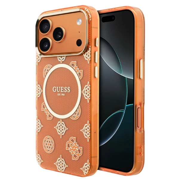 „Guess IML Peony Dot MagSafe“ dėklas, skirtas „iPhone 17 Pro Max“ – oranžinis aprašymas - Prekės nuotrauka „Guess IML Peony Dot MagSafe“ dėklas, skirtas „iPhone 17 Pro Max“ – oranžinis aprašymas - Prekės nuotrauka