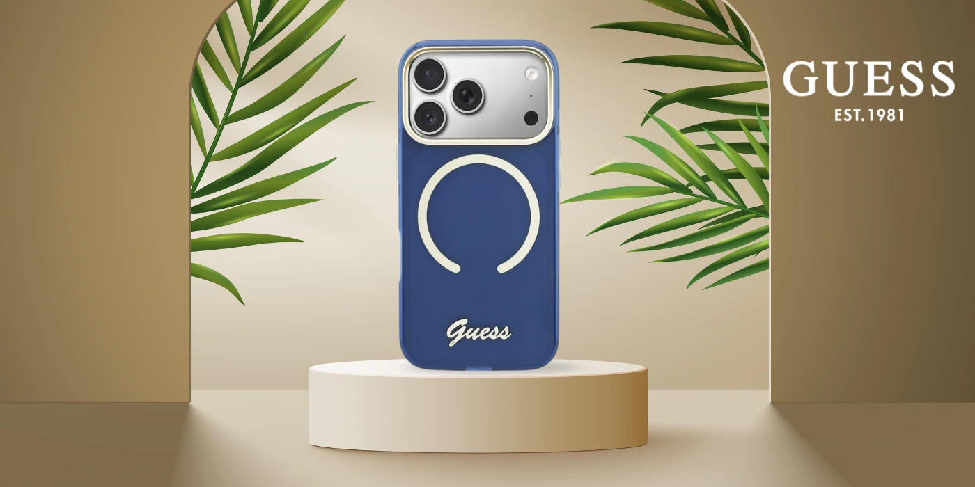 Dėklas Guess IML Script Metal MagSafe Case for iPhone 17 Pro Max - Mėlyna aprašymas - Prekės nuotrauka