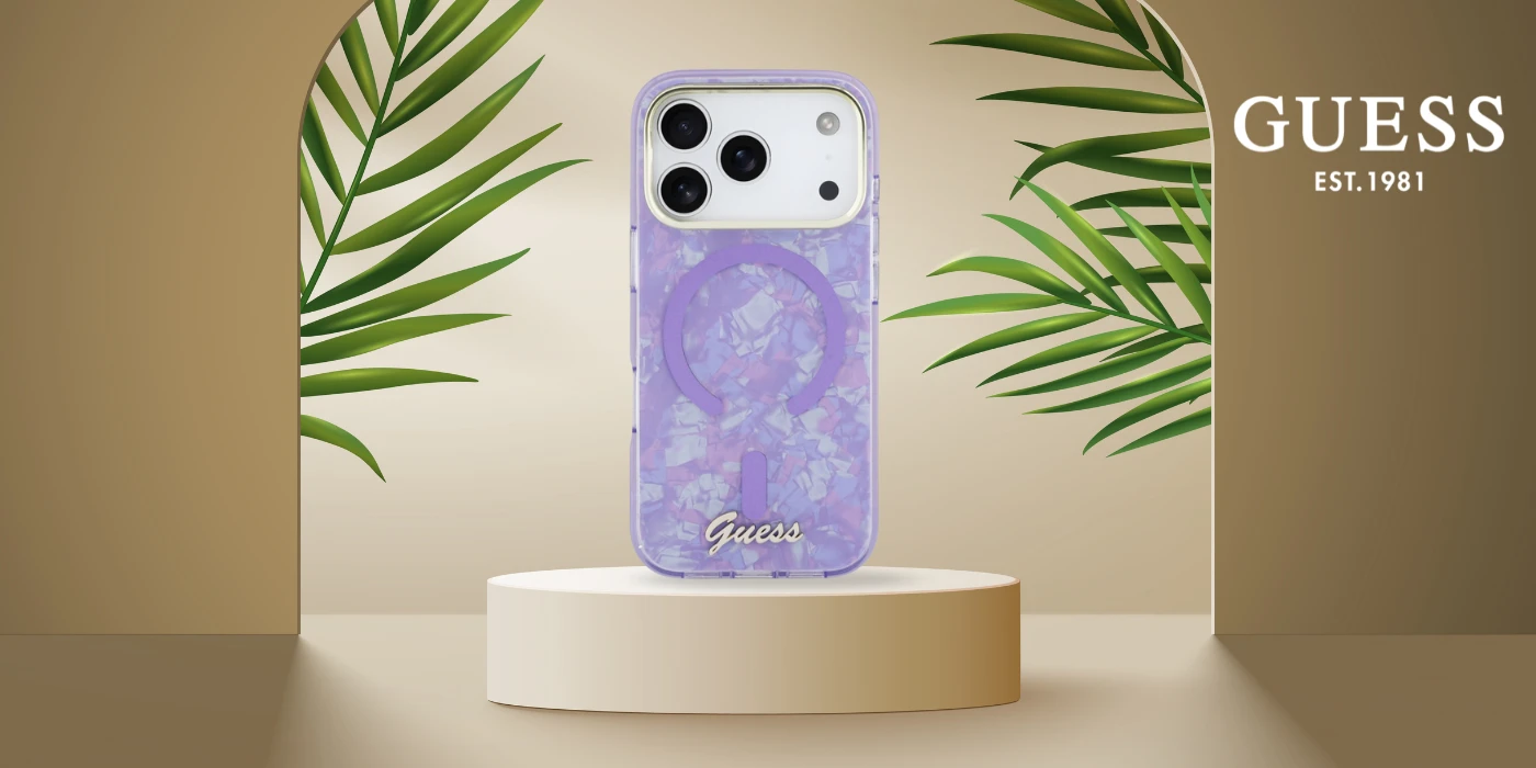 Dėklas Guess IML Shell Script Metal MagSafe Case for iPhone 17 Pro Max - Violetinė aprašymas - Prekės nuotrauka