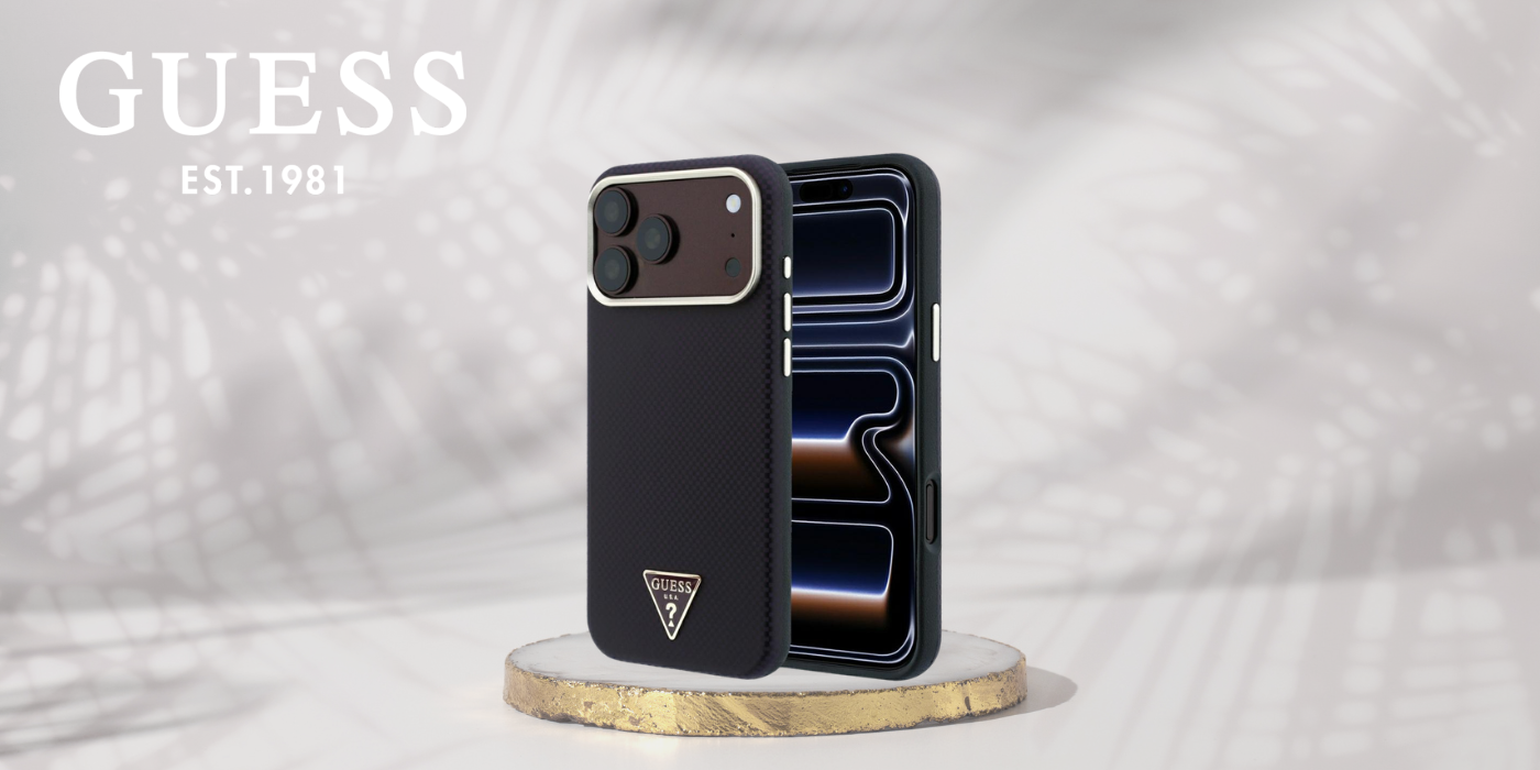 Guess Kevlar Triangle Logo MagSafe dėklas, skirtas iPhone 17 Pro Max / 18 Pro Max – Burgundy aprašymas - Prekės nuotrauka