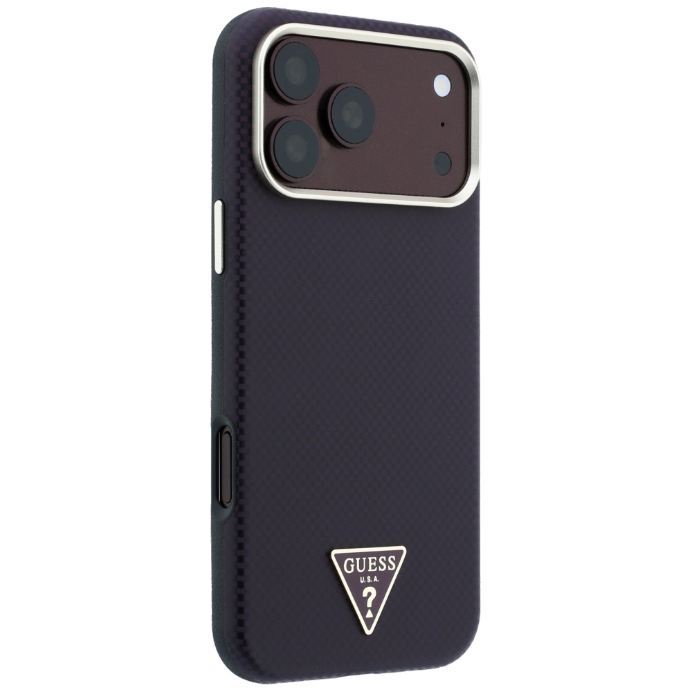Guess Kevlar Triangle Logo MagSafe dėklas, skirtas iPhone 17 Pro Max / 18 Pro Max – Burgundy aprašymas - Prekės nuotrauka