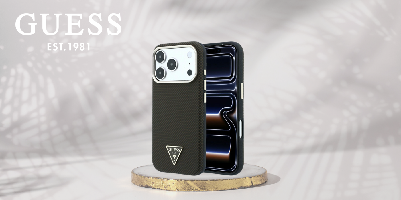 Guess Kevlar Triangle Logo MagSafe dėklas, skirtas iPhone 17 Pro / 18 Pro – ruda aprašymas - Prekės nuotrauka