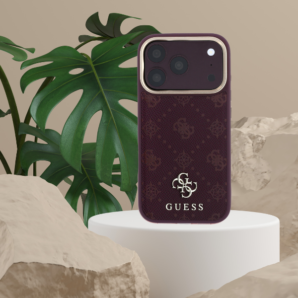 Dėklas Guess Peony 4G Small Logo MagSafe Case, skirtas iPhone 17 Pro / 18 Pro – Burgundy aprašymas - Prekės nuotrauka