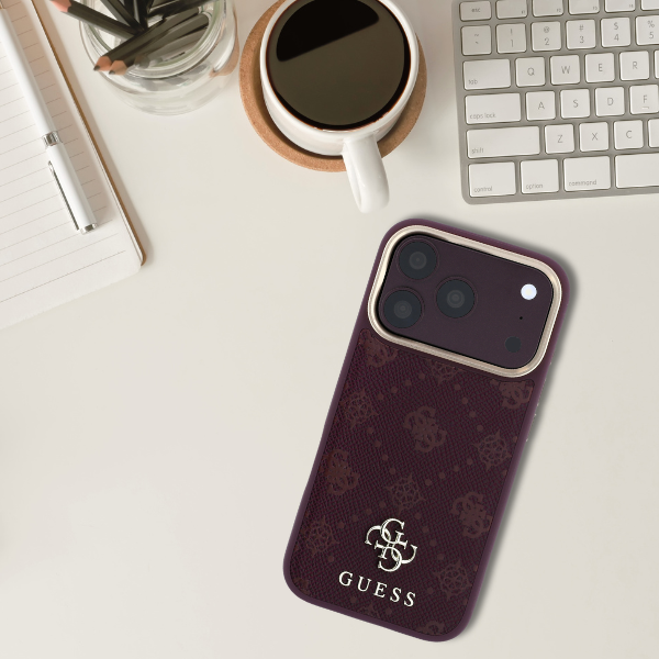 Dėklas Guess Peony 4G Small Logo MagSafe Case, skirtas iPhone 17 Pro / 18 Pro – Burgundy aprašymas - Prekės nuotrauka