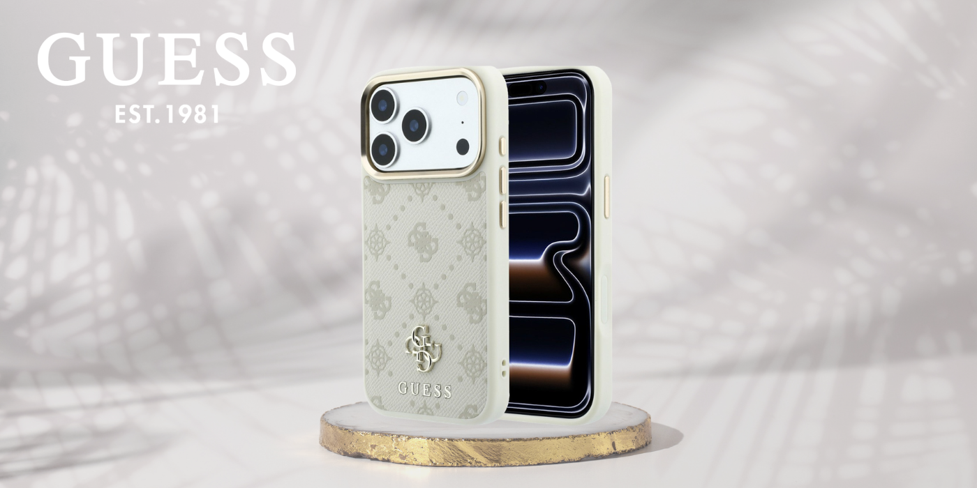 Guess Peony 4G Small Logo dėklas su MagSafe, skirtas iPhone 17 Pro / 18 Pro – smėlio spalvos aprašymas - Prekės nuotrauka