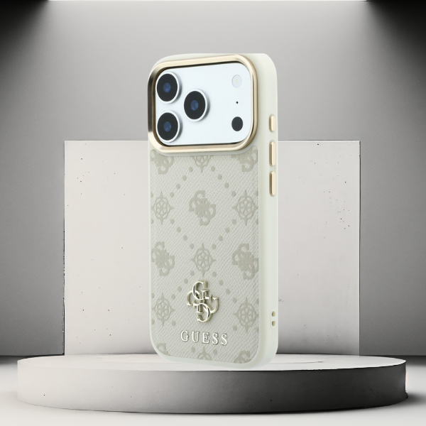 Guess Peony 4G Small Logo dėklas su MagSafe, skirtas iPhone 17 Pro / 18 Pro – smėlio spalvos aprašymas - Prekės nuotrauka
